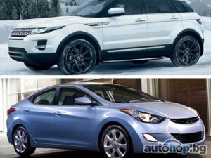 Hyundai Elantra и Range Rover Evoque са автомобилите на Северна Америка